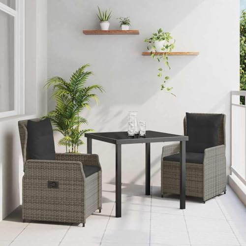 Qnhdfrt 3-teiliges Poly-Rattan Balkonmöbel Set Grau 80 x 80 cm Gartentisch mit Stühlen Modernes Design Robust und Langlebig für Balkon Garten Terrasse Qnhdfrt 3-teiliges Poly-Rattan Balkonmöbel Set Grau 80 x 80 cm Gartentisch mit Stühlen Modernes Design Robust und Langlebig für Balkon Garten Terrasse von Qnhdfrt
