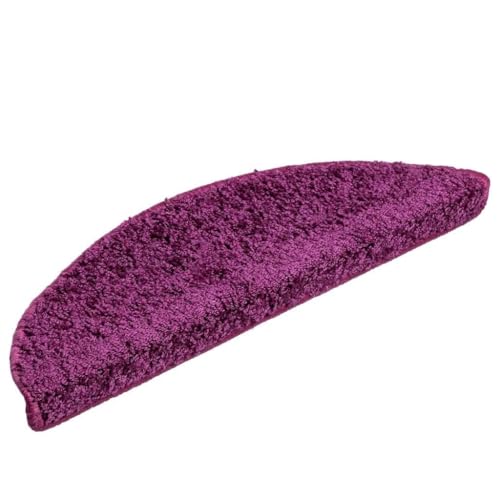 Qnhdfrt 30 Stufenmatten 56x17 cm Violett Halbrund PP getuftet Selbstklebend Antirutsch für Wohnflur & Bürotreppe von Qnhdfrt
