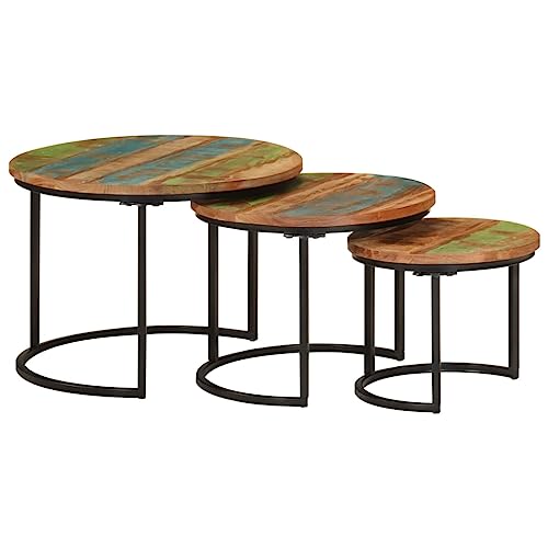 Qnhdfrt 3er Set Beistelltische Couchtische Recyceltes Massivholz Mit Schwarzem Gestell Verschiedene Größen Stapelbar Vielseitig Für Wohnzimmer Schlafzimmer Büro Nachttisch Qnhdfrt 3er Set Beistelltische Couchtische Recyceltes Massivholz Mit Schwarzem Gestell Verschiedene Größen Stapelbar Vielseitig Für Wohnzimmer Schlafzimmer Büro Nachttisch von Qnhdfrt