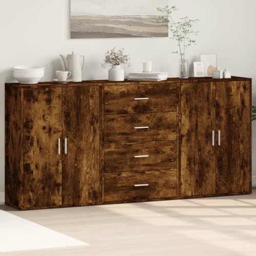 Qnhdfrt 3er Set Sideboards Schrank Räuchereiche Holzwerkstoff 60x31x84 cm Modernes Design mit Stauraum für Wohnzimmer Flur Büro Qnhdfrt 3er Set Sideboards Schrank Räuchereiche Holzwerkstoff 60x31x84 cm Modernes Design mit Stauraum für Wohnzimmer Flur Büro von Qnhdfrt