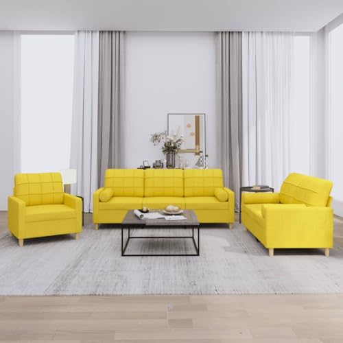 Qnhdfrt 3tlg Sofagarnitur Hellgelb mit Sessel 2er 3er Sofa klein atmungsaktiver Polyesterstoff Holz Metall Gestell Modernes Design für Wohnzimmer Jugendzimmer Balkon Qnhdfrt 3tlg Sofagarnitur Hellgelb mit Sessel 2er 3er Sofa klein atmungsaktiver Polyesterstoff Holz Metall Gestell Modernes Design für Wohnzimmer Jugendzimmer Balkon von Qnhdfrt