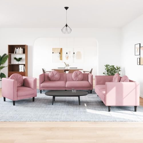 Qnhdfrt 3tlg Wohnzimmer Garnitur Rosa Samt Modernes Big Sofa Couch mit 2er 3er Sessel Bequem Stabil für Wohnzimmer Jugendzimmer kleine Räume Qnhdfrt 3tlg Wohnzimmer Garnitur Rosa Samt Modernes Big Sofa Couch mit 2er 3er Sessel Bequem Stabil für Wohnzimmer Jugendzimmer kleine Räume von Qnhdfrt