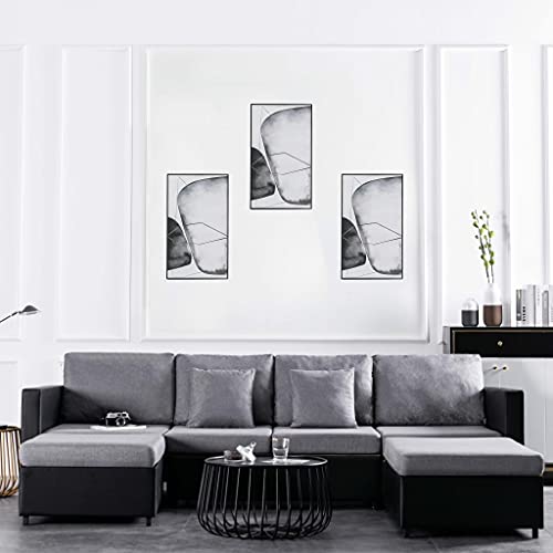 Qnhdfrt 4-Sitzer Ausziehbares Schlafsofa Kunstleder Schwarz 280x187x83 cm Modernes Ecksofa mit Schlaffunktion für Wohnzimmer Gästezimmer und Büro von Qnhdfrt