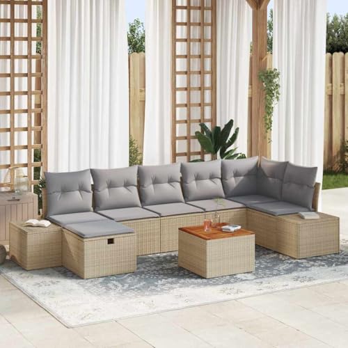 Qnhdfrt 4 Sitzer Outdoor Sofa Set Beige Poly Rattan mit Grauen Kissen Gartenmöbel Lounge Set mit Stauraum und Gartentisch für Garten Terrasse und Balkon Qnhdfrt 4 Sitzer Outdoor Sofa Set Beige Poly Rattan mit Grauen Kissen Gartenmöbel Lounge Set mit Stauraum und Gartentisch für Garten Terrasse und Balkon von Qnhdfrt