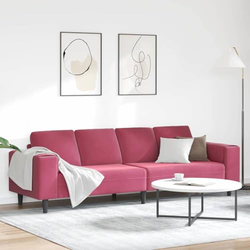Qnhdfrt 4-Sitzer Samtsofa Weinrot Schlafsofa mit atmungsaktivem Samtbezug Moderne Schlafcouch mit Stauraum & Rückenkissen Höhenverstellbar für Wohnzimmer Jugendzimmer und Büro von Qnhdfrt