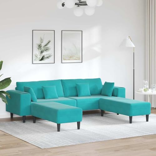 Qnhdfrt 4-Sitzer U-Form Samtsofa Türkis 250x188x76 cm mit Holzwerkstoffrahmen Moderner Look & Robustheit for Wohnzimmer und Lounge von Qnhdfrt