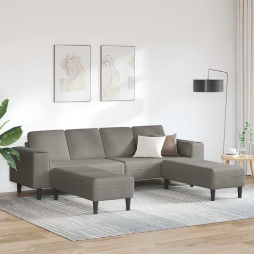 Qnhdfrt 4-Sitzer U-Form Schlafsofa Hellgrau Cordstoff 208 cm Atmungsaktiv abnehmbare Bezüge Modernes Ecksofa für Wohnzimmer & Lounge von Qnhdfrt