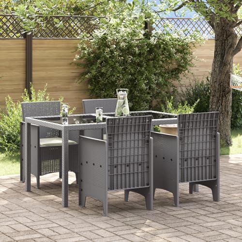 Qnhdfrt 4 Stück Gartenstühle mit Abnehmbaren Kissen Hellgrau Kunststoff Rattan Rechteckig Outdoor Möbel Modernes Design Wetterfest Leicht für Garten Balkon Terrasse von Qnhdfrt