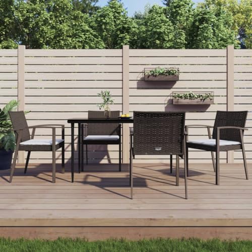 Qnhdfrt 4 Stück Gartenstühle mit Kissen Braun PE Rattan Outdoor Möbel 56,5x57x83 cm Komfortabel Stabil für Terrasse Garten Balkon von Qnhdfrt
