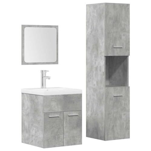 Qnhdfrt 4-TLG Badmöbel Set Betongrau mit Waschbecken Keramik 42x39 cm Badezimmerschrank Hochschrank 130 cm Stauraum Modernes Design pflegeleicht für kleine Bäder Gäste WC Qnhdfrt 4-TLG Badmöbel Set Betongrau mit Waschbecken Keramik 42x39 cm Badezimmerschrank Hochschrank 130 cm Stauraum Modernes Design pflegeleicht für kleine Bäder Gäste WC von Qnhdfrt