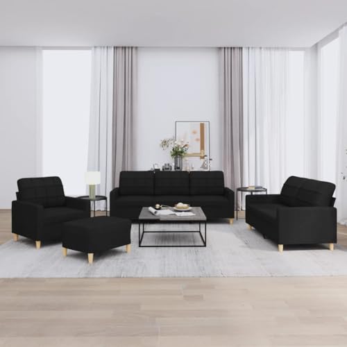 Qnhdfrt 4-TLG Sofagarnitur Schwarz Stoff mit Kissen Sessel 2-Sitzer 3-Sitzer und Fußhocker für Wohnzimmer Balkon Lounge Komfortables Design Robust und Langlebig Qnhdfrt 4-TLG Sofagarnitur Schwarz Stoff mit Kissen Sessel 2-Sitzer 3-Sitzer und Fußhocker für Wohnzimmer Balkon Lounge Komfortables Design Robust und Langlebig von Qnhdfrt