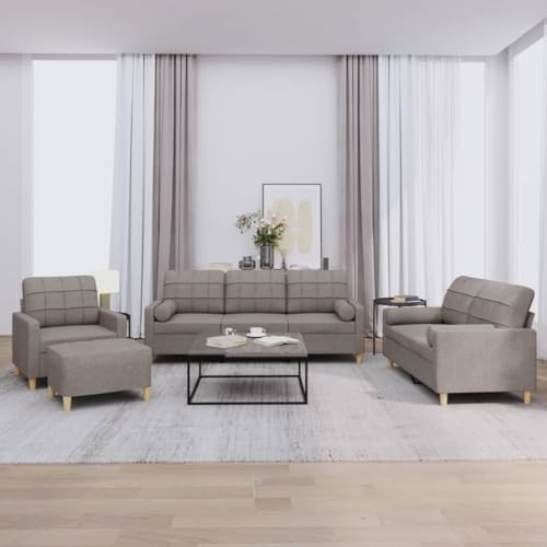 Qnhdfrt 4-TLG Sofagarnitur Taupe Stoff mit Sessel 2-Sitzer 3-Sitzer Sofa Couch inklusive Fußhocker und Kissen Robust Bequem Modernes Design für Wohnzimmer oder Balkon Qnhdfrt 4-TLG Sofagarnitur Taupe Stoff mit Sessel 2-Sitzer 3-Sitzer Sofa Couch inklusive Fußhocker und Kissen Robust Bequem Modernes Design für Wohnzimmer oder Balkon von Qnhdfrt