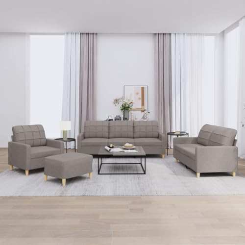Qnhdfrt 4-TLG Sofagarnitur mit Hocker und Kissen Taupe Stoff Sessel Sofa Set für Wohnzimmer Sitzecke Modernes Design Robust und Bequem Qnhdfrt 4-TLG Sofagarnitur mit Hocker und Kissen Taupe Stoff Sessel Sofa Set für Wohnzimmer Sitzecke Modernes Design Robust und Bequem von Qnhdfrt