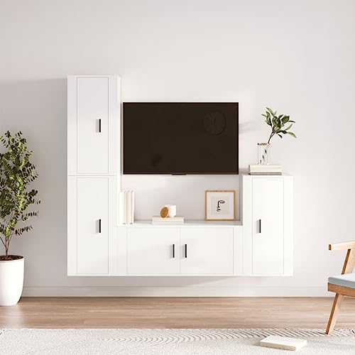 Qnhdfrt 4-TLG TV-Schrank Set Wandmontage Weiß 100x34,5x40 cm TV Board Lowboard mit Sideboard Fernseher Kommode Modernes Design Viel Stauraum für Wohnzimmer Schlafzimmer Qnhdfrt 4-TLG TV-Schrank Set Wandmontage Weiß 100x34,5x40 cm TV Board Lowboard mit Sideboard Fernseher Kommode Modernes Design Viel Stauraum für Wohnzimmer Schlafzimmer von Qnhdfrt