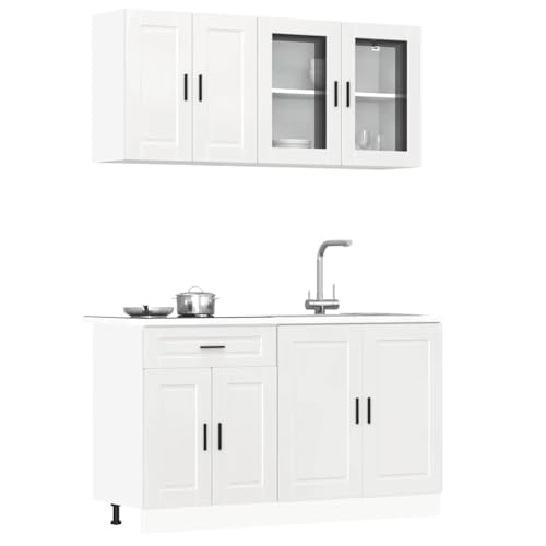 Qnhdfrt 4-TLG. Küchenschrank-Set Porto Hochglanz-Weiß aus Holzwerkstoff und Glas mit Verstellbaren Füßen für Kücheneinrichtung – Elegantes Design mit Viel Stauraum als Küchenzeile Qnhdfrt 4-TLG. Küchenschrank-Set Porto Hochglanz-Weiß aus Holzwerkstoff und Glas mit Verstellbaren Füßen für Kücheneinrichtung – Elegantes Design mit Viel Stauraum als Küchenzeile von Qnhdfrt