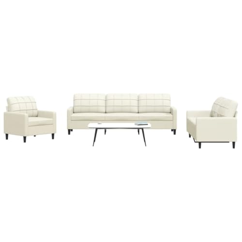 Qnhdfrt 4-TLG. Samt Sofagarnitur Creme mit Sessel, 2-Sitzer Sofa, 3-Sitzer Sofa und Hocker - Modernes Bequemes Lounge Set für Wohnzimmer, Balkon oder Jugendzimmer von Qnhdfrt
