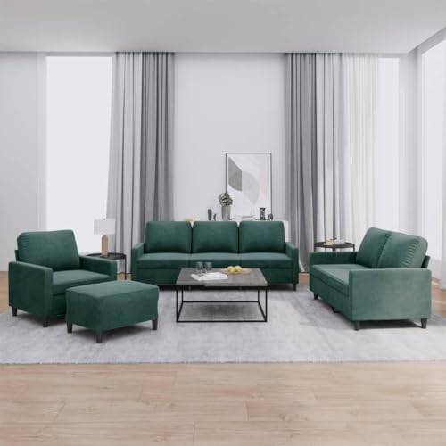Qnhdfrt 4-TLG. Sofagarnitur Dunkelgrün Samt mit Kissen – Bequemes Sofa Set inklusive Sessel, Zweisitzer Couch, Dreisitzer und Fußhocker für Wohnzimmer und Lounge Bereich Qnhdfrt 4-TLG. Sofagarnitur Dunkelgrün Samt mit Kissen – Bequemes Sofa Set inklusive Sessel, Zweisitzer Couch, Dreisitzer und Fußhocker für Wohnzimmer und Lounge Bereich von Qnhdfrt
