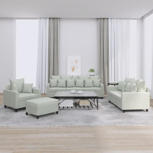 Qnhdfrt 4-TLG. Sofagarnitur Hellgrau Samt mit Kissen Sofa Sessel und Hocker Modernes Design Weicher Stoff Bequeme Sitzgruppe für Wohnzimmer Sitzecke Qnhdfrt 4-TLG. Sofagarnitur Hellgrau Samt mit Kissen Sofa Sessel und Hocker Modernes Design Weicher Stoff Bequeme Sitzgruppe für Wohnzimmer Sitzecke von Qnhdfrt