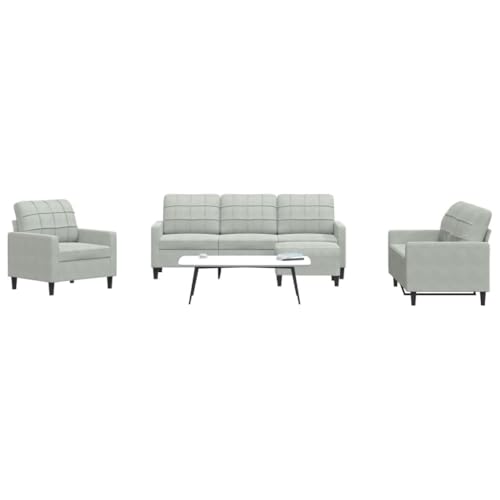 Qnhdfrt 4-TLG. Sofagarnitur Hellgrau Samt mit Sessel, 2-Sitzer 3-Sitzer Sofa und Fußhocker - Bequemes Sofa Set mit Metallgestell für Wohnzimmer, Balkon oder Jugendzimmer Qnhdfrt 4-TLG. Sofagarnitur Hellgrau Samt mit Sessel, 2-Sitzer 3-Sitzer Sofa und Fußhocker - Bequemes Sofa Set mit Metallgestell für Wohnzimmer, Balkon oder Jugendzimmer von Qnhdfrt