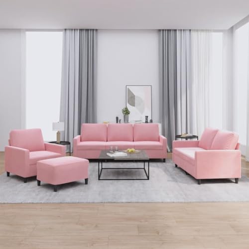Qnhdfrt 4-TLG. Sofagarnitur Rosa Samt mit Kissen – Bequemes Sofa Set mit Sessel, 2-Sitzer, 3-Sitzer und Fußhocker für Wohnzimmer Lounge Entspannung Qnhdfrt 4-TLG. Sofagarnitur Rosa Samt mit Kissen – Bequemes Sofa Set mit Sessel, 2-Sitzer, 3-Sitzer und Fußhocker für Wohnzimmer Lounge Entspannung von Qnhdfrt