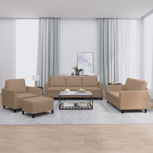 Qnhdfrt 4-TLG. Sofagarnitur Set Cappuccino-Braun Kunstleder Sessel 2-Sitzer 3-Sitzer Sofa und Hocker mit Kissen für Wohnzimmer Balkon Lounge Qnhdfrt 4-TLG. Sofagarnitur Set Cappuccino-Braun Kunstleder Sessel 2-Sitzer 3-Sitzer Sofa und Hocker mit Kissen für Wohnzimmer Balkon Lounge von Qnhdfrt
