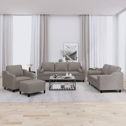 Qnhdfrt 4-TLG. Sofagarnitur Set Taupe Stoff mit Kissen, Inklusive Sessel, 2-Sitzer Sofa, 3-Sitzer Sofa und Fußhocker, Bequemes Design für Wohnzimmer, Kompakt und Robust Qnhdfrt 4-TLG. Sofagarnitur Set Taupe Stoff mit Kissen, Inklusive Sessel, 2-Sitzer Sofa, 3-Sitzer Sofa und Fußhocker, Bequemes Design für Wohnzimmer, Kompakt und Robust von Qnhdfrt