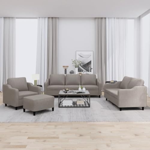 Qnhdfrt 4-TLG. Sofagarnitur Taupe Stoff mit Kissen – Bequemes Sofa Set mit Sessel und Hocker für Wohnzimmer Lounge Qnhdfrt 4-TLG. Sofagarnitur Taupe Stoff mit Kissen – Bequemes Sofa Set mit Sessel und Hocker für Wohnzimmer Lounge von Qnhdfrt