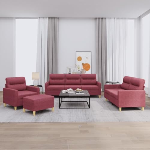 Qnhdfrt 4-TLG. Sofagarnitur mit Kissen Weinrot Stoff Set für Wohnzimmer Lounge und Balkon Bequeme Couch Sessel mit Robustem Design Qnhdfrt 4-TLG. Sofagarnitur mit Kissen Weinrot Stoff Set für Wohnzimmer Lounge und Balkon Bequeme Couch Sessel mit Robustem Design von Qnhdfrt