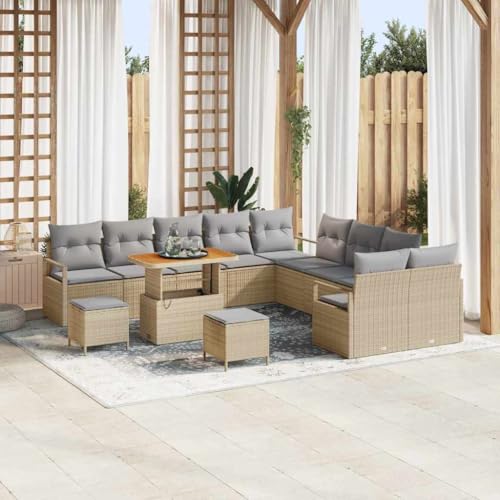 Qnhdfrt 4 Teile Garten Sofa Set aus Natur Rattan Beige Modulares Lounge Möbel für Terrasse Garten und Balkon mit Wetterfester Polsterung von Qnhdfrt