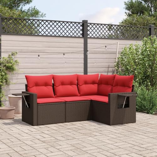 Qnhdfrt 4-Teiliges Gartensofa Set Braun Polyrattan Balkonmöbel mit Klappbarem Beistelltisch 62x62 cm Modernes Lounge Design für Terrasse Balkon Garten Qnhdfrt 4-Teiliges Gartensofa Set Braun Polyrattan Balkonmöbel mit Klappbarem Beistelltisch 62x62 cm Modernes Lounge Design für Terrasse Balkon Garten von Qnhdfrt