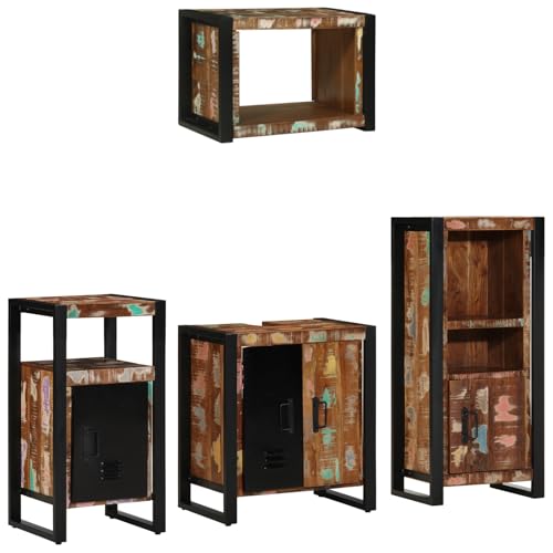Qnhdfrt 4-teiliges Badezimmermöbel Set Industrielles Design Massives Recyceltes Holz Mehrfarbig 55x35x60 cm Schmaler Aufbewahrungsschrank für Bad und Wohnzimmer Qnhdfrt 4-teiliges Badezimmermöbel Set Industrielles Design Massives Recyceltes Holz Mehrfarbig 55x35x60 cm Schmaler Aufbewahrungsschrank für Bad und Wohnzimmer von Qnhdfrt