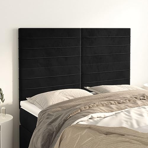 Qnhdfrt 4-teiliges Bettkopfteil Samt Schwarz 72x5x78 cm Höhenverstellbar Rückenlehne mit massiver Lärchenholzstruktur Modernes Design für Schlafzimmer Doppelbett und Einzelbett geeignet Qnhdfrt 4-teiliges Bettkopfteil Samt Schwarz 72x5x78 cm Höhenverstellbar Rückenlehne mit massiver Lärchenholzstruktur Modernes Design für Schlafzimmer Doppelbett und Einzelbett geeignet von Qnhdfrt