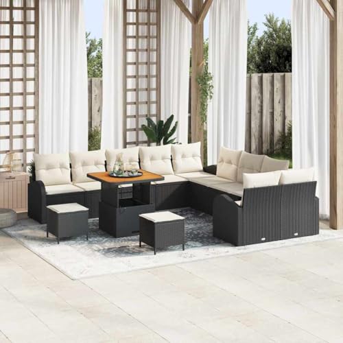 Qnhdfrt 4 teiliges Outdoor Sofa Set Modulares Rattan Gartensofa mit Kissen Schwarz Cremefarben für Garten Balkon Terrasse Qnhdfrt 4 teiliges Outdoor Sofa Set Modulares Rattan Gartensofa mit Kissen Schwarz Cremefarben für Garten Balkon Terrasse von Qnhdfrt