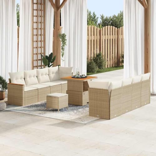 Qnhdfrt 4-teiliges Outdoor-Sofa Set mit Kissen aus robustem Rattan in Beige – Modernes Design für Garten, Balkon und Terrasse von Qnhdfrt