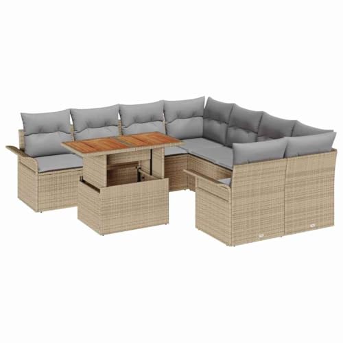 Qnhdfrt 4-teiliges Outdoor Sofaset aus Poly Rattan in Beige, Modulares Design mit Couchtisch, Wetterbeständig und Höhenverstellbar für Garten und Terrasse Qnhdfrt 4-teiliges Outdoor Sofaset aus Poly Rattan in Beige, Modulares Design mit Couchtisch, Wetterbeständig und Höhenverstellbar für Garten und Terrasse von Qnhdfrt