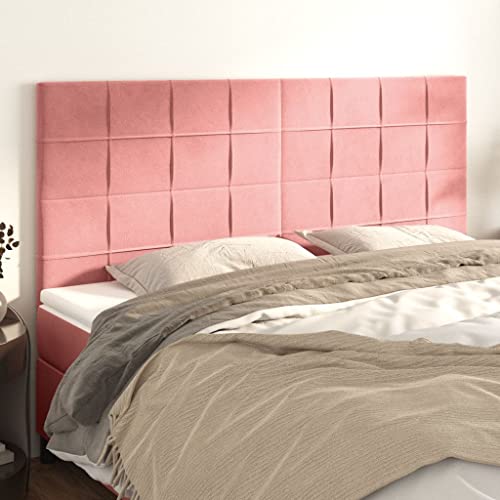 Qnhdfrt 4-teiliges Rosa Bettkopfteil Samt Höhenverstellbar 80x78/88 cm Modernes Design mit massiven Lärchenholzbeinen Bequeme Rückenlehne für Schlafzimmer Jugendzimmer Gästezimmer von Qnhdfrt