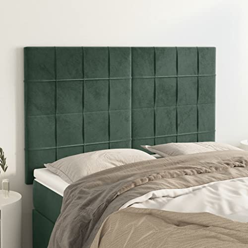 Qnhdfrt 4-teiliges Samt-Bettkopfteil Set Dunkelgrün 72x5x78/88 cm Höhenverstellbar Robustes Lärchenholz Bequeme Rückenlehne für Schlafzimmer und Gästezimmer von Qnhdfrt