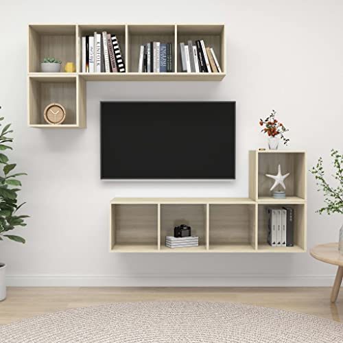 Qnhdfrt 4-teiliges TV-Schrank Set Hängend Sonoma-Eiche Holzwerkstoff für Wohnzimmer mit großem Stauraum 2X 37x37x37 cm und 2X 37x37x142.5 cm Modernes Design Qnhdfrt 4-teiliges TV-Schrank Set Hängend Sonoma-Eiche Holzwerkstoff für Wohnzimmer mit großem Stauraum 2X 37x37x37 cm und 2X 37x37x142.5 cm Modernes Design von Qnhdfrt