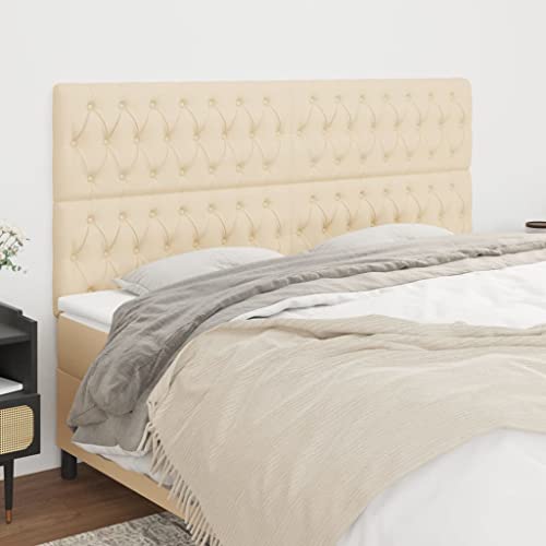 Qnhdfrt 4er Set Bett Kopfteil mit Höhenverstellung 100x7x78/88 cm Creme aus Polyester Stoff & Lärchenholz Bequeme Rückenlehne für Schlafzimmer von Qnhdfrt