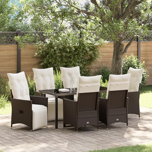 Qnhdfrt 4er Set Braun PE-Rattan Einzelsofa mit Verstellbaren Fußstützen für Garten Balkon Terrasse Modernes Design Hoher Komfort Wetterfeste Outdoor Möbel von Qnhdfrt