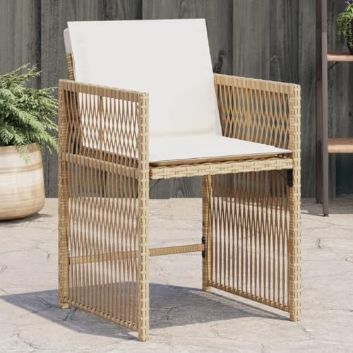Qnhdfrt 4er Set Gartenstühle Beige Poly Rattan klappbar 50,5x54x79 cm mit cremeweißen Hochlehner-Auflagen aus wetterfestem Kunststoffge flecht und Stahlrahmen für Balkon Terrasse Camping Qnhdfrt 4er Set Gartenstühle Beige Poly Rattan klappbar 50,5x54x79 cm mit cremeweißen Hochlehner-Auflagen aus wetterfestem Kunststoffge flecht und Stahlrahmen für Balkon Terrasse Camping von Qnhdfrt