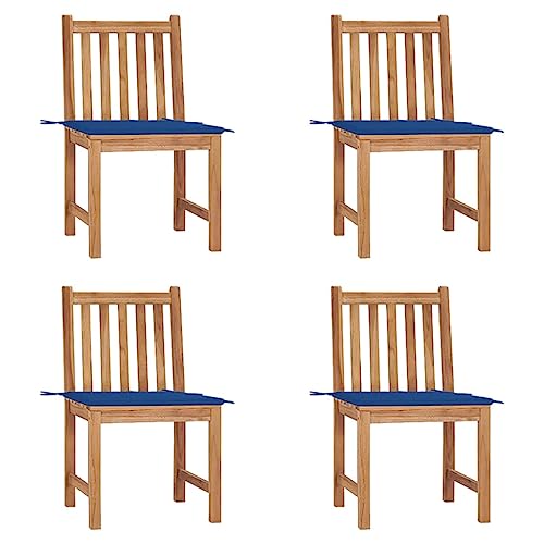 Qnhdfrt 4er Set Gartenstühle Outdoor mit Kissen Massivholz Teak Holz - Robustes Design für Garten Balkon Terrasse von Qnhdfrt