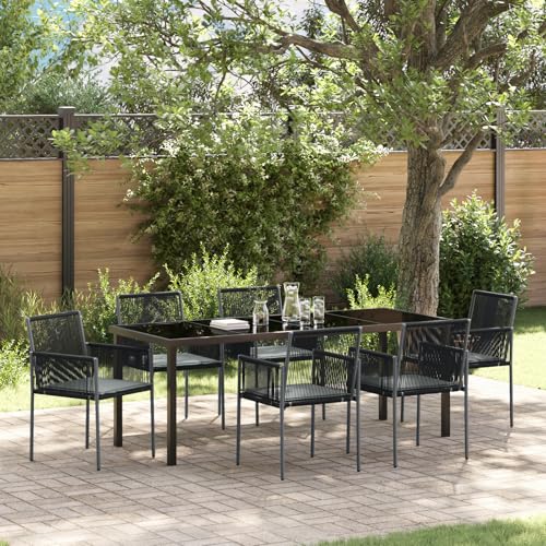 Qnhdfrt 4er Set Gartenstühle Schwarz Modern Poly-Rattan Outdoor Sitzgruppe mit Polstern 54x60.5x83.5 cm für Garten Terrasse Balkon von Qnhdfrt