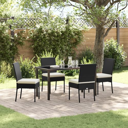Qnhdfrt 4er Set Gartenstühle Schwarz Poly-Rattan Mit Polster Outdoor Esszimmerstühle Modernes Design Robust für Terrasse Balkon Garten von Qnhdfrt