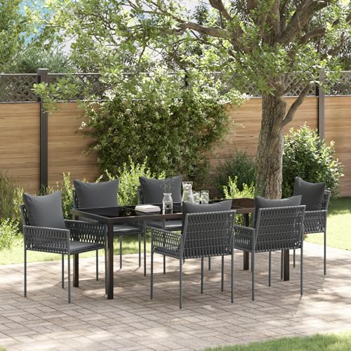 Qnhdfrt 4er Set Gartenstühle mit Kissen Schwarz PE Rattan Modernes Design Robust für Garten Terrasse Balkon von Qnhdfrt
