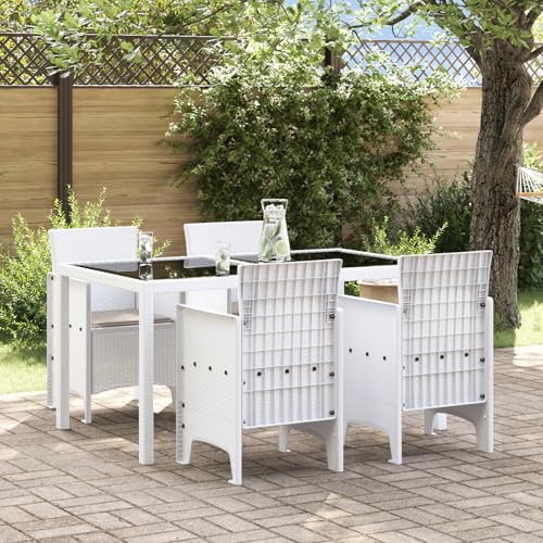 Qnhdfrt 4er Set Gartenstühle mit Kissen Weiß Poly Rattan Outdoor Möbel für Balkon Terrasse Garten Modernes Design und Hohe Tragfähigkeit von Qnhdfrt