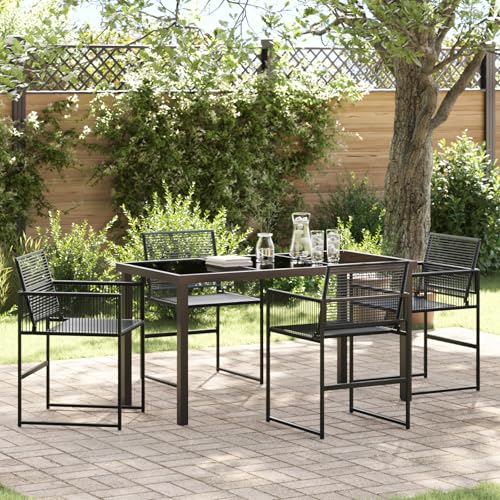 Qnhdfrt 4er Set Gartenstühle mit Tisch Schwarz PE-Rattan Outdoor Essgruppe für Terrasse Balkon Garten Modernes Design Stabile Konstruktion von Qnhdfrt