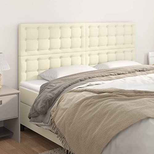 Qnhdfrt 4er Set Kopfteil 90 x 78/88 cm Creme Kunstleder Höhenverstellbar Massive Lärchenholzbeine Modernes Design Bequeme Rückenlehne für Schlafzimmer Qnhdfrt 4er Set Kopfteil 90 x 78/88 cm Creme Kunstleder Höhenverstellbar Massive Lärchenholzbeine Modernes Design Bequeme Rückenlehne für Schlafzimmer von Qnhdfrt