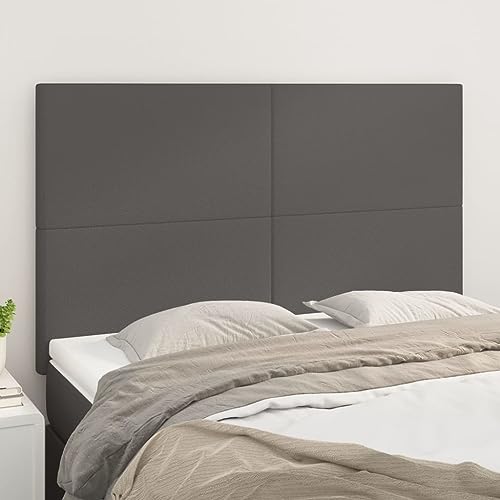 Qnhdfrt 4er Set Kopfteil Bett 72x5x78/88 cm Grau Kunstleder Höhenverstellbar Modernes Design Massive Lärchenholzbeine Bequeme Rückenlehne für Schlafzimmer Doppelbett Einzelbett von Qnhdfrt