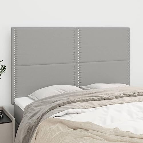 Qnhdfrt 4er Set Kopfteil Bett Hellgrau 72x5x78/88 cm Höhenverstellbar Robustes Lärchenholz Bequeme Rückenlehne für Schlafzimmer von Qnhdfrt